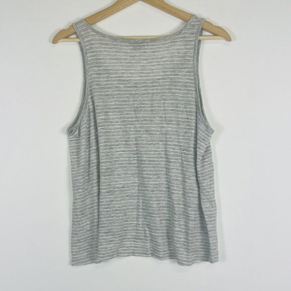 Vince Grey White Stripe Cropped Sleeveless Knit Shirt Top Tank Womens Medium‎ - Picture 4 of 6